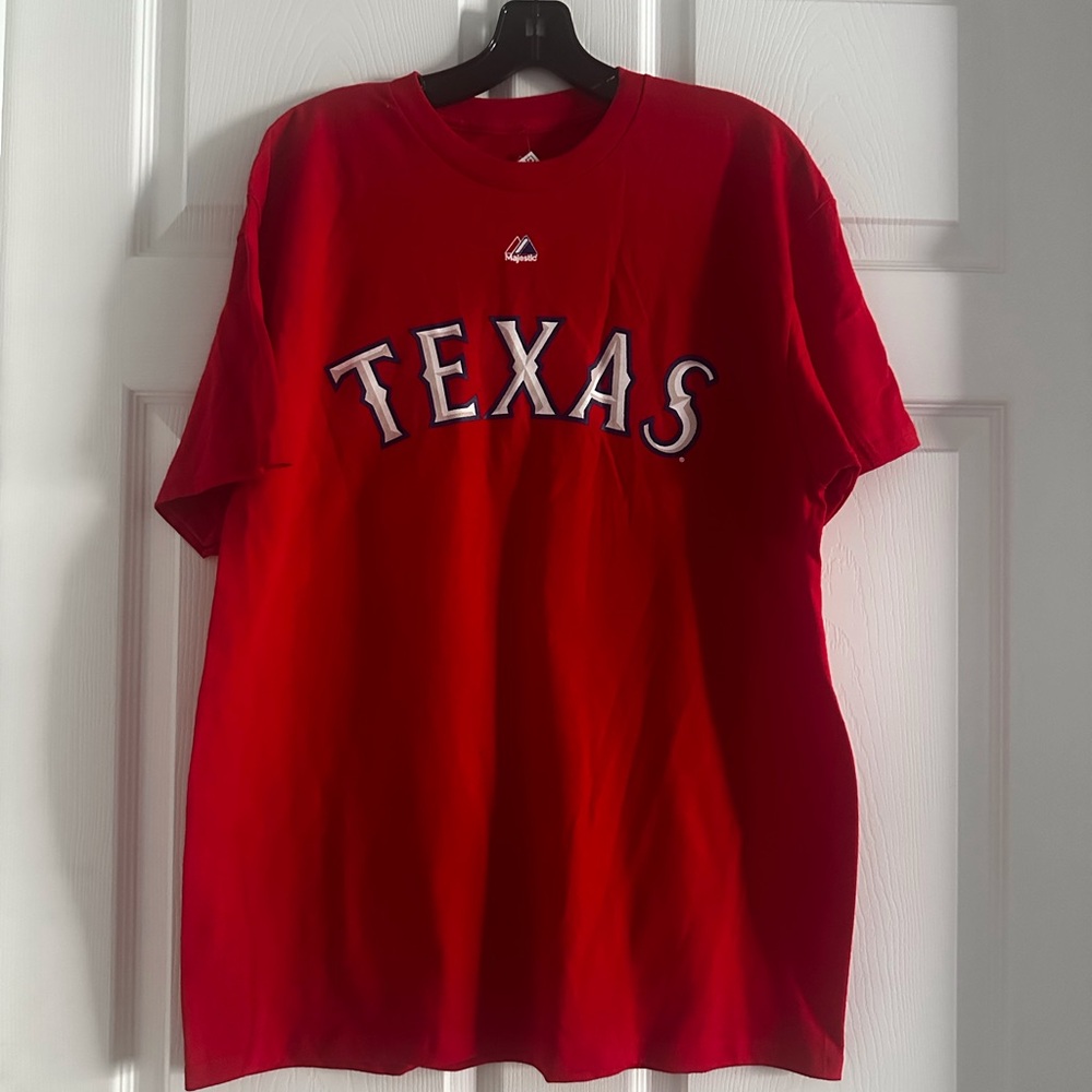 Majestic Red Texas Rangers Graphic T-Shirt